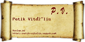 Petik Vitális névjegykártya